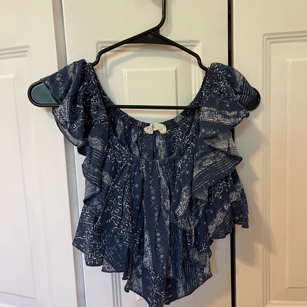 Layered Blue Crop Top
